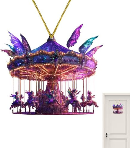 Karussell Ornament Weihnachtsdeko Karussell Extravagante Figur Karussell Dekorativer Name des Karussells Kompakte Dekoration des Pferdes aus Robust Deko Anhänger p