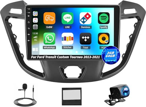 OiLiehu 2+64G Android 13 Car Stereo for Ford Transit Custom Tourneo 2013-2021 with Wireless CarPlay Android Auto, 9 Touchscreen Radio with WiFi GPS Mirror Link Bluetooth EQ FM RDS SWC Backup Camera