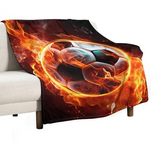 ECWECC Fußball Decke Kinder Kuscheldecke Flauschig JungenMädchen Geschenke 3 4 5 6 7 8 9 10 11 12 Jahre Geburtstag Couch Decke Fußball Fleecedecke Zimmer Deko Wolldecke