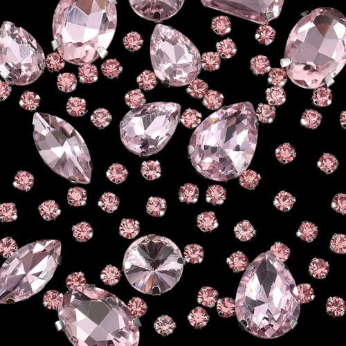 SOFPLATE 1 Box 156 Stück Rosa Strasssteine zum Aufnähen Strasssteine mit Fassung Glas Verzierungen Zum Aufnähen Auf Kristall Edelsteine Flache Rückseite Für DIY Schuhe Kleider Schm