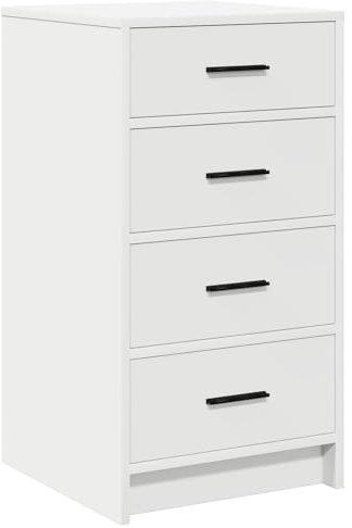 vidaXL Modernes weißes Buffet | Holzwerkstoff Lagerungseinheit mit 4 Schubladen | Zeitgemäßes Esszimmermöbel | D-Griff | Multifunktionales Sideboard | Ideal zum Servieren und Organisieren