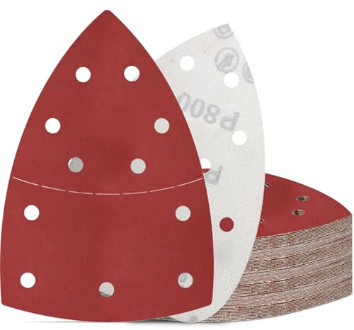 KONGMING 50 Pezzi Carta Vetrata per Levigatrice Grana 800 Carte Abrasive 11 Fori per Levigatrice Orbitale