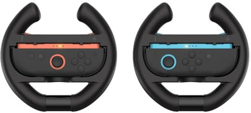 Parfait de Volant pour Manette Switch 2 (2025), Ergonomiques, Stables et Compacts, Accessoires pour Jeux de Course en Famille Compatibles avec Manettes Switch 2, Noires (2 Pièces)