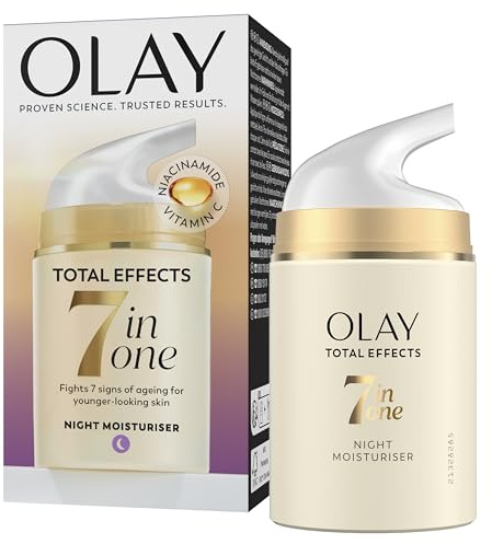 Olay Total Effects 7en1 Crème de Nuit Anti-Âge – Crème Hydratante Visage avec Niacinamide & Vitamine C – Cible 7 signes de l’âge pour une peau d’apparence plus jeune – 50ml