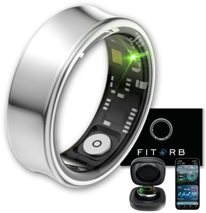 Fitorb Smart Ring Pro - Das Original. High-Tech Fitness- & Gesundheitsring, Schlafanalyse, 24/7 Aktivitätstracking. Temperaturmessung, Stress. Proberinge. (Neptun, Silber, 22,4 mm (13))