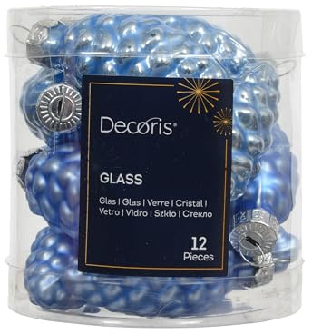 Kaemingk Christbaumschmuck Zapfen Glas 6cm x 12 Stück Christbaumkugeln Weihnachtsbaumkugeln für Weihnachten - Christbaumschmuck & Weihnachtsbaumschmuck - Himmelblau