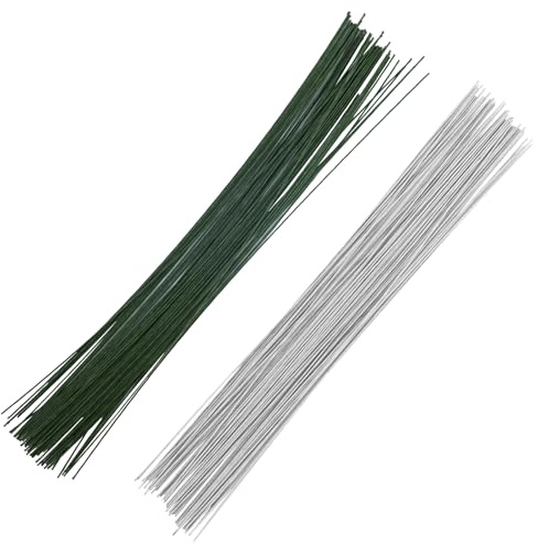 SARAHLOUISEJENKINSLTD 100 piezas de alambre para flores, alambre de tallo de flores, alambre para manualidades de floristería, banquetes, manualidades, bodas, ramos de flores (blanco, verde)