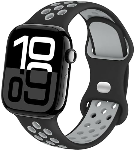 Cinturino Silicone per Cinturino Apple Watch 44mm 45mm 46mm 49mm | Traspirante Cinturino, Sportivo Cinturini, Cinturino per iWatch Serie 11 10 9 8 7 6 5 4 3 2 1 Ultra SE 3 2 1 per Uomo Donna