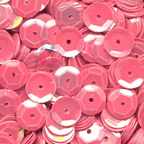 7000 Stück / 75g Pailletten · 6 mm Durchmesser · rund und gewölbt · mit Loch · zum Aufnähen auf Textilien oder Verzieren von Styroporobjekten, Farbe: rosa irisierend