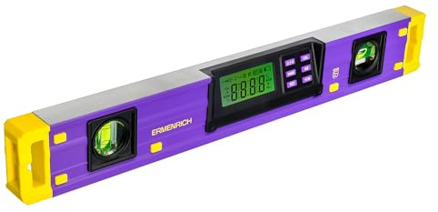 Ermenrich Verk LY40 Digital Level Inclinometer 0-360° 2 Bubbles 450 mm Change Unit LCD Display Automatic Shut-off Sound Alarm IP54 Battery Included for Construction and DIY