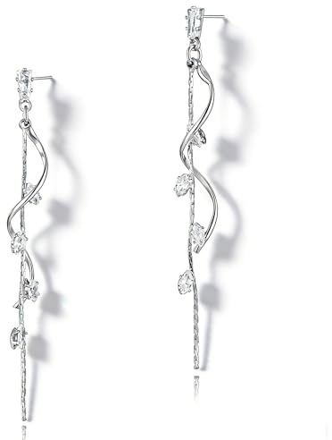 Asdecy 14K Gold Vergoldet, Silber, Rosegold Ohrringe Hängend Damen | Gedrehtes Kurvendesign, Filigrane Kette, Zirkonia-Quastenstil, Glatt Poliert, Brautschmuck für Hochzeit und Party