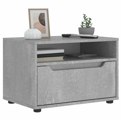 YNGBHFNOP Meuble TV Moderne avec Grand Tiroir et Étagère, Buffet Rangement Salon Gris Béton en Bois d'Ingénierie Stable 60x40x38 cm, Idéal pour Salon et Chambre