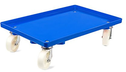 aidB Kunststoff Transportroller Geschlossen - Blau - mit Kunststoffräder, 2 Lenkrollen und 2 Blockrollen - Einzel