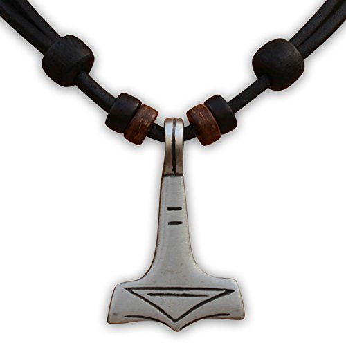 HANA LIMA Lederkette Thorshammer Thor Hammer Mjölnir Herrenhalskette