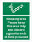 Smoking Area Please Keep This Area Tidy And Discard Cigarette Ends In Bins Provided Sign 150mm x 200mm - Rigid Plastic