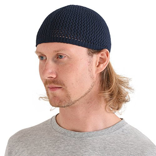 CHARM Seide Schädel Mütze Handgefertigt in Japan Dehnbar Kufi Hut Beanie für Männer Herren Damen Marine M