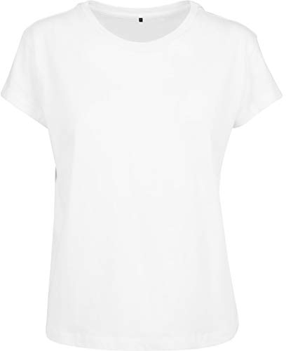 Build Your Brand Damen Box Tee – Locker geschnittenes T-Shirt im kastigen Schnitt, aus Single Jersey, perfekt für Streetstyle & Veredelung, White, M