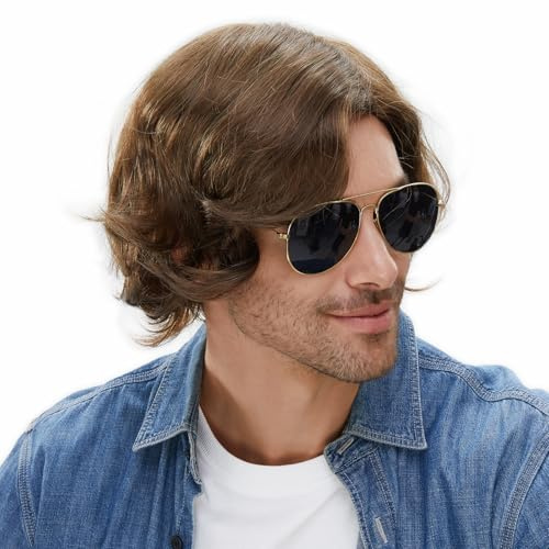 STfantasy Braun Short Man Perücke Layered Wave Perücken für Männer Cosplay Kostüm Party Anime Men Wigs (braun)