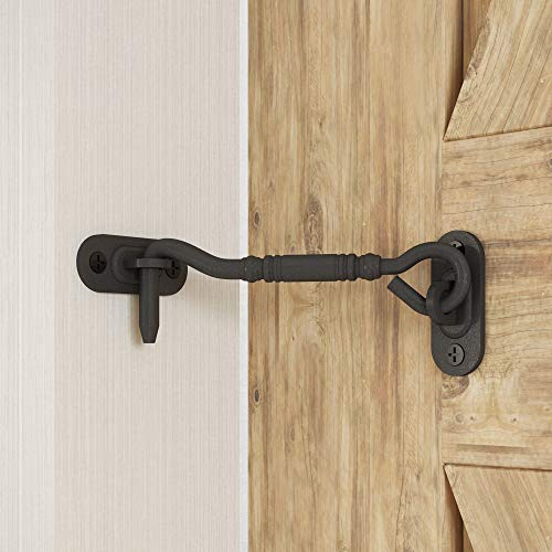 skysen 4” Privacy Hook Latch for Sliding Barn Door, Black(2802)