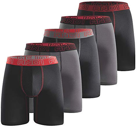AND1 Sport Boxershorts 5er Pack Unterwäsche Herren Unterhosen Männer Retroshorts Boxer Brief Sportunterwäsche Retro Pants Mit regulärem oder langem Bein (5er,M)