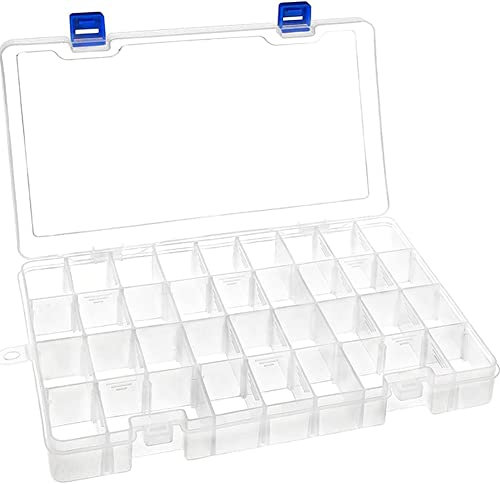 DARUITE Sortierboxen für Kleinteile, 34 Raster Plastik Fächer Aufbewahrungsbox Sortimentsboxen,Einstellbar Sortierkasten für Kleinteile Schmuck Schrauben Bügelperlen Ohrringe Perlen Nähgarn