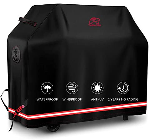 Turtle Life Cubierta para parrilla de barbacoa, 72 pulgadas, resistente al agua, 4-6 quemadores, cubierta de parrilla de gas para Weber Genesis Char-Broil Deluxe, no se decolora en 2 años, color negro