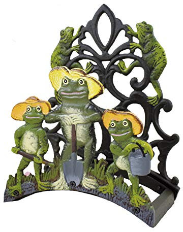 Ferrestock FSKPM004 Dekorative Vintage Wand-Schlauchhalter Modell Frosch Dekorative Hergestellt aus farbigem Schmiedeeisen mit ausreichend Platz zum Aufwickeln eines Schlauches