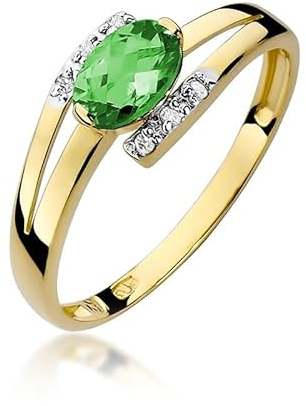 Damen Ring 585 14k Gold Gelbgold echt Smaragd Edelstein Diamanten Brillanten