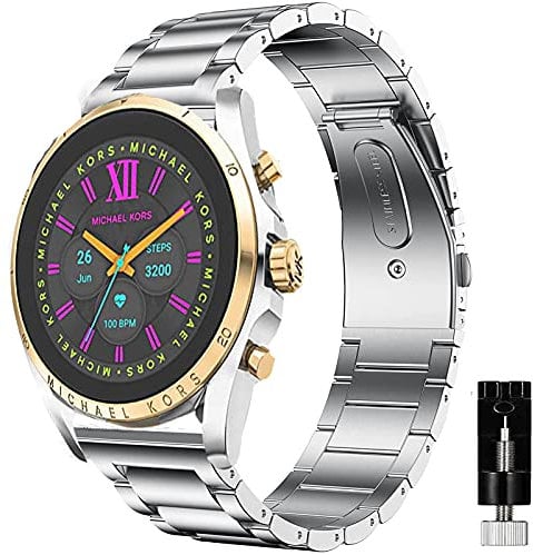 Compatible for Michael Kors Gen 6 Band, Lamshaw Quick Release Stainless Steel Metal Replacement Straps Compatible for Michael Kors Gen 6 Bradshaw Smartwatch/MK Gen 6 Bradshaw 2021 (Silver)