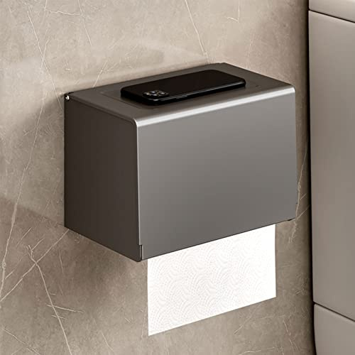 Support papier toilette mural sans percage, Porte papier toilette en aluminium, Porte-papier hygiénique entièrement fermé