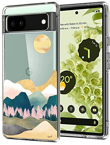 Unov Case for Pixel 6a, Crystal Clear Phone Case with [Anti-Slip Embossed Pattern] Designed, Shockproof Slim [Anti-Yellowing TPU] Protective Back Cover, Sierra Mountains