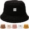 Damen Fischerhut Winter Pelzig Fischerhut Bucket Hat Winter Wärmer Eimer Hut Flauschige Fischermütze für Damen Mädchen Einheitsgröße Schlapphut Elegant Glockenhut für Outdoor Wandern Reisen (Schwarz)