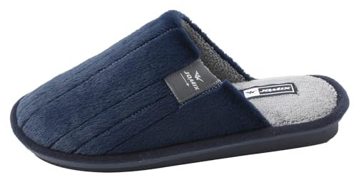 JOMIX Pantofole Uomo Invernali Casa Calde Comode Ciabatte Punta Chiusa da Casa MU6057 (Blu Navy, 45)
