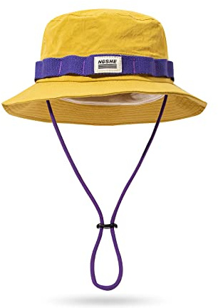 CLAPE Sonnenhut mit Kinnband Fischerhut für Herren Damen Breite Krempe | Leicht,Faltbar,Winddicht,UV Schutz,Unisex Bucket Hat Anglerhut für Outdoor,Wandern,Reisen,Camping