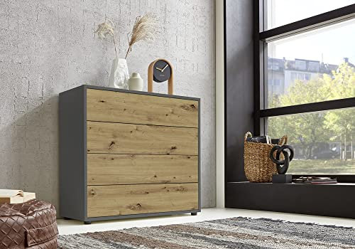 moebel-dich-auf Schubkastenkommode Ben 3 Sideboard Kommode (anthrazit/Artisan Eiche Nb.)