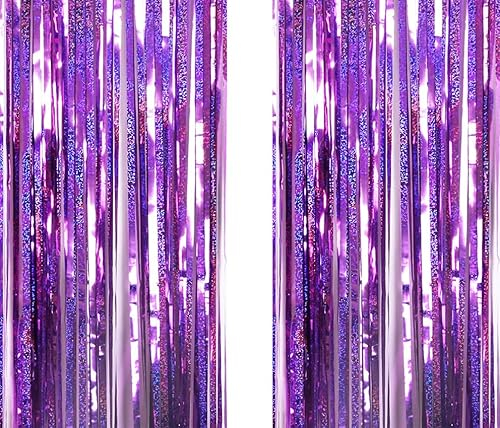 Lila Backdrop Streamers AILEXI 2 Pack 1M*2.5M Metallic Tinsel Folie Fringe Vorhänge für Photobooth Party Dekor