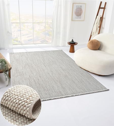 MY-RUG Teppich rechteckig Beige, 230 x 160 cm - Natürliche Wärme für das Schlafzimmer, Flur und die Küche - Großer flach gewebter Sisal Teppich Divya