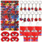 GUBOOM 48 Pezzi Spiderman Regalo Compleanno, 12 Maschere in Feltro Spidermam, 12 Portachiavi Spiderman, 12 Sacchetti Regalo Spiderman, 12 Braccialetti Slap Spiderman, Regali per Feste di Spiderman