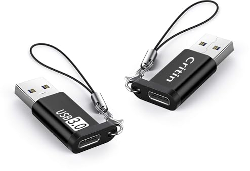USB to USB C Adapter, USB 3.0 Male to Type C Female Adaptor, 5G bps Data Sync Adapter with Lanyard, USB A to USB C Converter Compatible with iPhone 15/14/13/12/11 Pro, iPad Air 6, Galaxy S21 S20-2 Pcs
