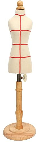 gernie Weibliche Schneiderpuppe, Verstellbares Weibliches Kleidermodell, Buchenholz-Mannequin-Körper-Torso mit Stabiler Holzbasis für Kleiderschmuck-Präsentation, Kleidungspräsentation