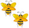 LIFFY Metal Bee Outdoor Decor, 2Pcs Bumble Bee Wall Decor, 10 Metal & Glass Art Sculptures Home Decor Ornaments, Hanging Garden Decorations Outside for Patio Yard Fence