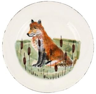 Vietri Wildlife Fox - Piatto da insalata, 21,6 cm, realizzato a mano, in terracotta, per antipasti e sandwich