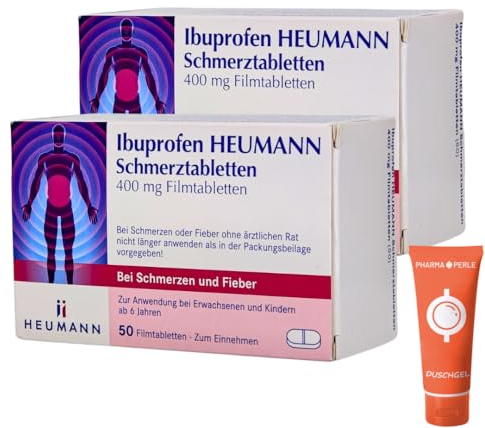 Ibuprofen Heumann Schmerztabletten Kopfschmerzen Fieber Zahnschmerzen Ibu 400 mg I Sparset mit give-away von Pharma Perle (100)