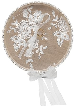 Ciieeo Cuscino Per Fedi Nuziali Oggetti Di Scena Per Matrimoni Contenitore Per Anelli in Pizzo Per Matrimonio Portatore Dell'anello Nuziale Bianca Cuscinetto Ad Anello Sposa