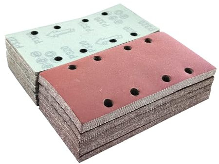 Wanmutrun 93x185mm Schleifblatt Set 100Stück Körnung 320, 8Loch Schleifpapier Klett für Schwingschleifer Polieren von Holz Metall und Farbe