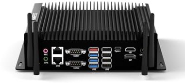 FANPEEC Industriel PC Core i7-10610U, Mini PC sans Ventilateur Windows 11 Pro, 8Go RAM DDR4 256Go SSD, Industriel Computer 2 *LAN, 6* RS232 COM, 8*USB, WiFi5 BT4.2, Mise sous Tension Automatique