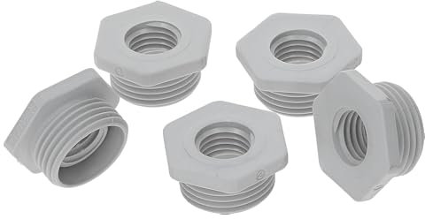 Kalitec G6201200 Reduction M20/M12 Plastic Light Grey I Reducer Cable Gland Hexagonal I M12 Female Thread I M20 Male Thread I IP68 Pack of 5