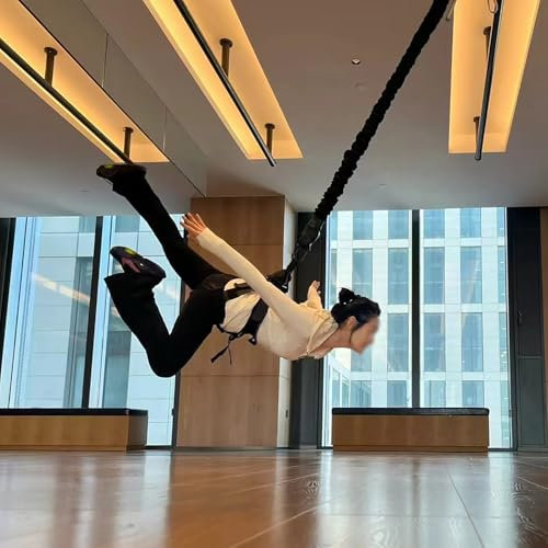 Schweres Bungee-Widerstandsband Kit Indoor Air Yoga Bungee Jumping – Suspension Workout Fitnessbänder Maximale Belastung 100 kg / Keine Verformung – Schweres Bungee-Widerstandsband-Set für Erwachsene,