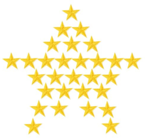 30 Pcs Gold Star Iron-on Patches for Clothes, Embroidery Patches for Dress, Pants, Jeans, Hats, Bags - Clothing Embellishment