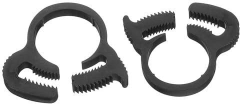 sourcing map 2 Pcs Adjustable Double Snap Grip Hose Clamps Plastic 12.3-14 Mm/0.48-0.55 Inches Inner Dia Adjustable Several Ratcheting Tubing Clamp for Home, Black